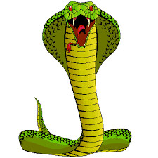 a drawing of green cobra, hissing